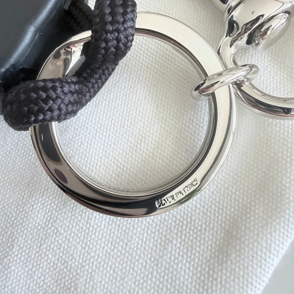 Gucci Black Interlocking G‎ Knotted Cord Keychain Swivel Hook 834480